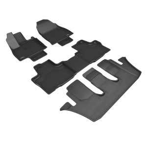 Toyota Grand Highlander Floor Mats - Front, Rear and Third Row - 3D MAXpider - Kagu - Black - `24-`26 Toyota Grand Highlander Floor Mats - Front, Rear and Third Row - 3D MAXpider - Kagu - Black - `24-`26